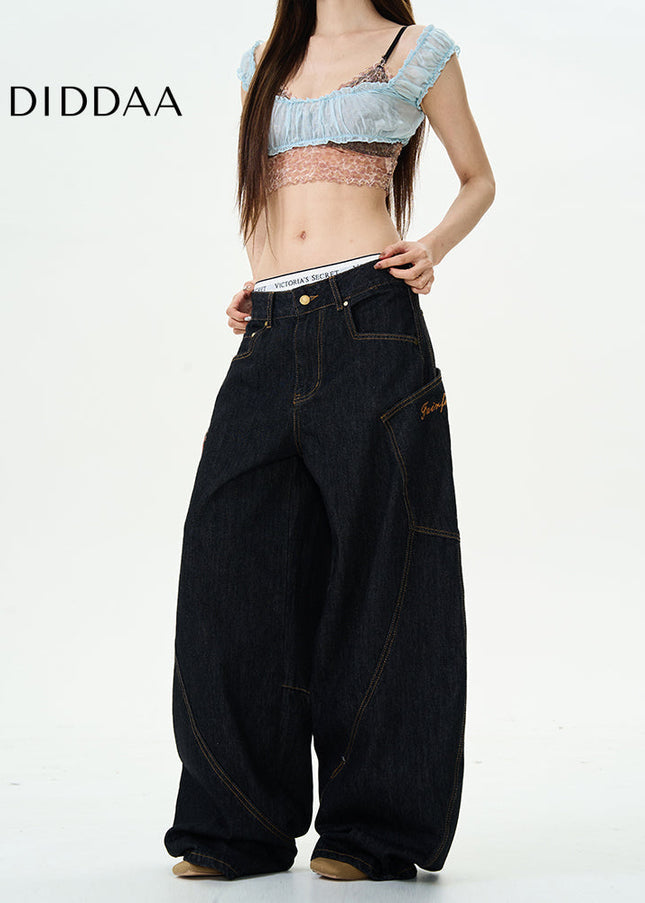 Tide Loose Fit Plaid Patch Men’s Jeans - Women’s Jeans