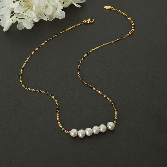 The Korean version of the ins goddess has a niche temperament and does not fade, baroque natural freshwater pearl necklace, light luxury gold-plated jewelry