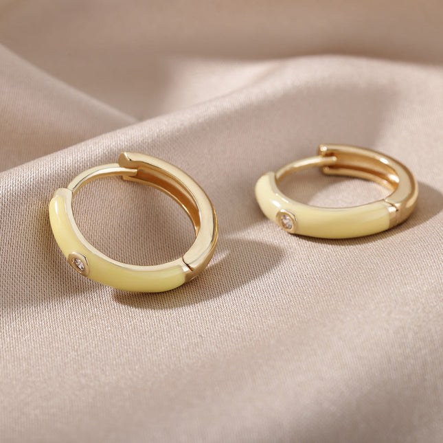 SOUVOIR 14K Gold Plated, Zirconia Earrings Tobago Earrings | Gold White Zirconia Hoop Earrings