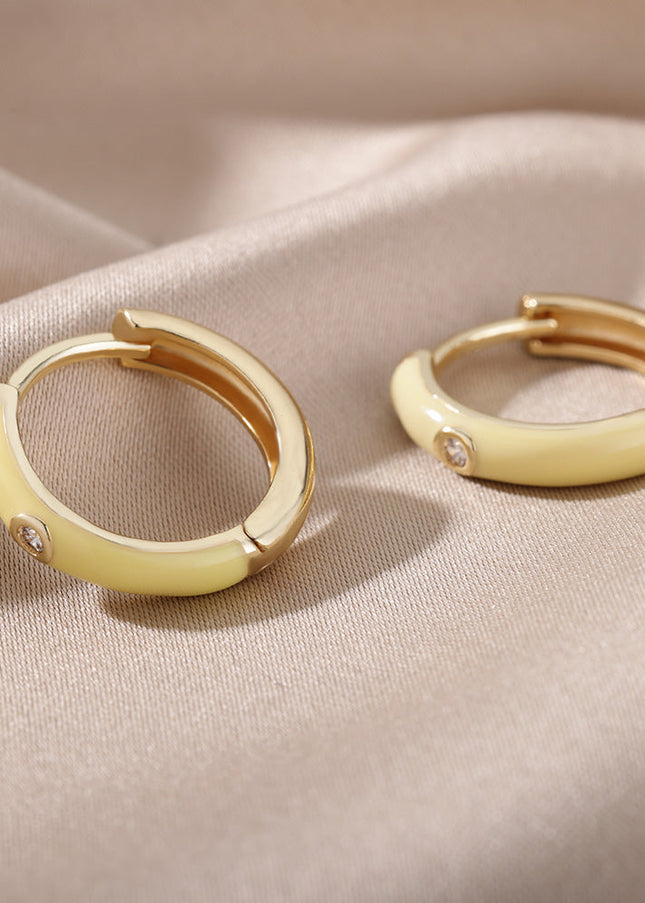 SOUVOIR 14K Gold Plated, Zirconia Earrings Tobago Earrings | Gold White Zirconia Hoop Earrings