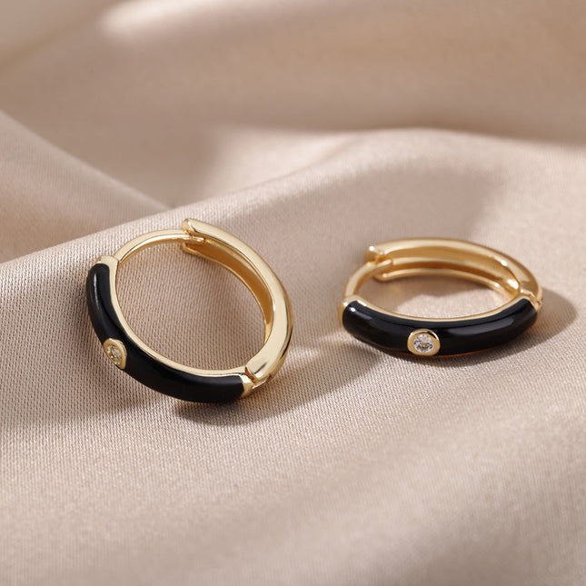 SOUVOIR 14K Gold Plated, Zirconia Earrings Tobago Earrings | Gold White Zirconia Hoop Earrings