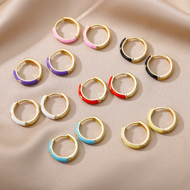 SOUVOIR 14K Gold Plated, Zirconia Earrings Tobago Earrings | Gold White Zirconia Hoop Earrings