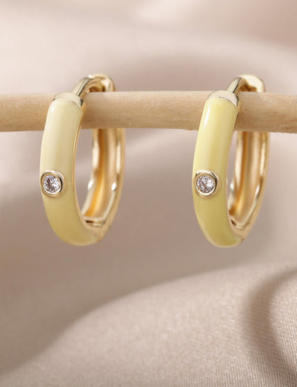 SOUVOIR Yellow 14K Gold Plated, Zirconia Earrings Tobago Earrings | Gold White Zirconia Hoop Earrings