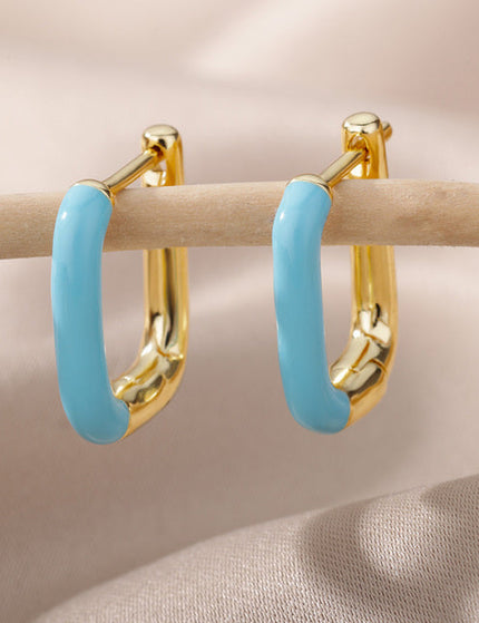 SOUVOIR Blue 14K Gold Plated, Zirconia Earrings Trinidad Earrings | Gold Clip Purple Hoop Earrings