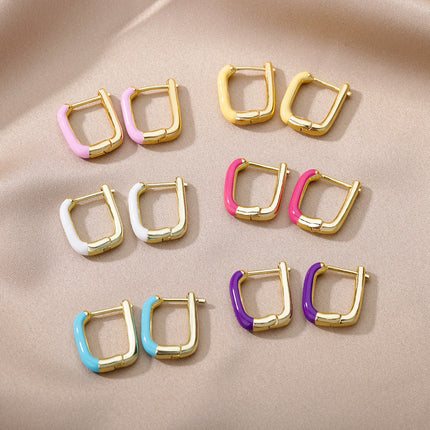 SOUVOIR 14K Gold Plated, Zirconia Earrings Trinidad Earrings | Gold Clip Purple Hoop Earrings