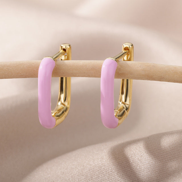 SOUVOIR 14K Gold Plated, Zirconia Earrings Trinidad Earrings | Gold Clip Purple Hoop Earrings