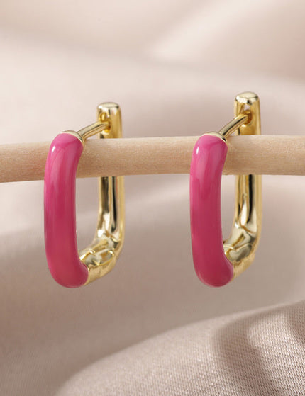 SOUVOIR Red 14K Gold Plated, Zirconia Earrings Trinidad Earrings | Gold Clip Purple Hoop Earrings