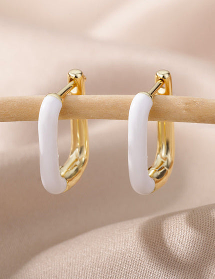 SOUVOIR White 14K Gold Plated, Zirconia Earrings Trinidad Earrings | Gold Clip Purple Hoop Earrings