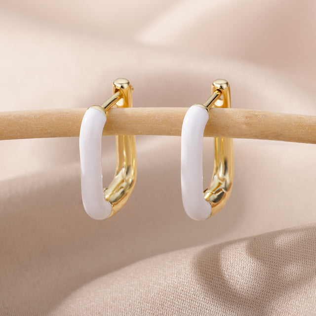 SOUVOIR White 14K Gold Plated, Zirconia Earrings Trinidad Earrings | Gold Clip Purple Hoop Earrings