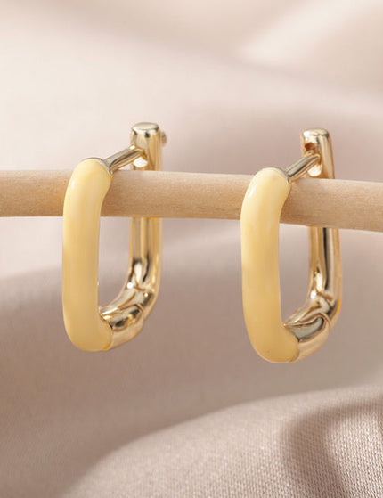 SOUVOIR Yellow 14K Gold Plated, Zirconia Earrings Trinidad Earrings | Gold Clip Purple Hoop Earrings