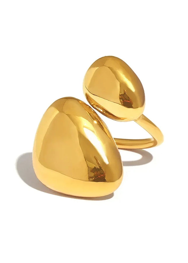 Cross-border ins style geometric irregular glossy open ring stainless steel plated 18K gold trend spot ring wholesale