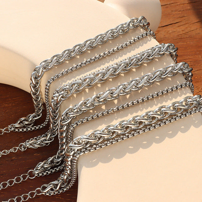 Personality fashion versatile couple keel chain accessories ins fashion trend geometric double layer bracelet manufacturers wholesale