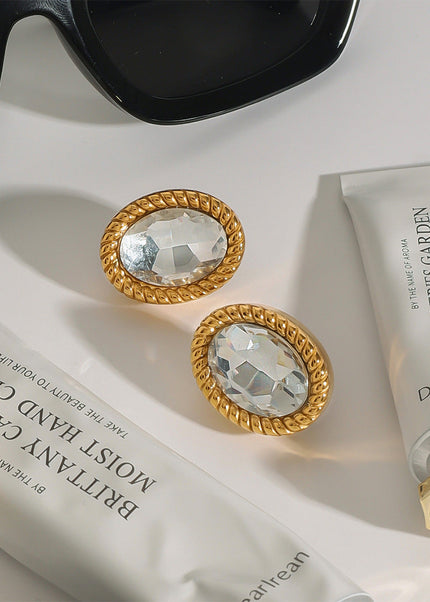 Jieding European and American stainless steel stud earrings luxury light luxury niche earrings titanium steel earrings cross-border jewelry