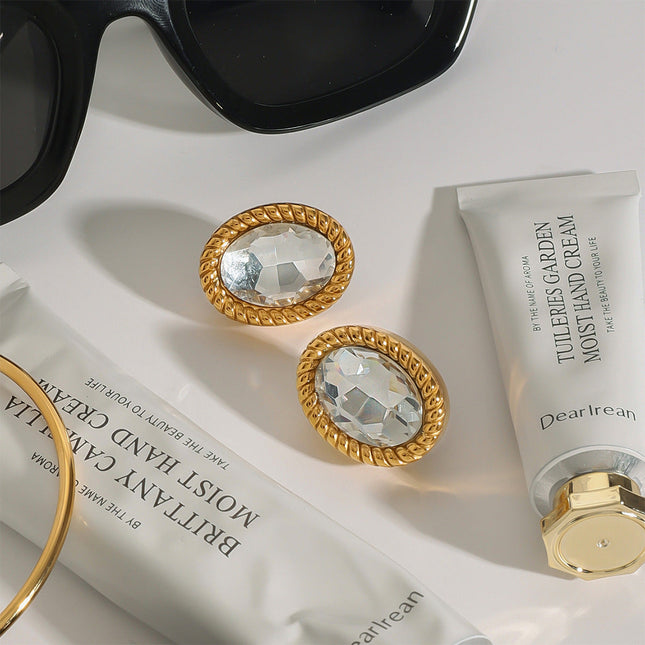 Jieding European and American stainless steel stud earrings luxury light luxury niche earrings titanium steel earrings cross-border jewelry