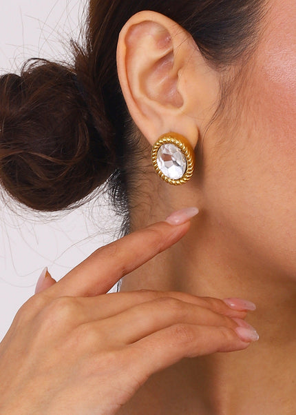 Jieding European and American stainless steel stud earrings luxury light luxury niche earrings titanium steel earrings cross-border jewelry