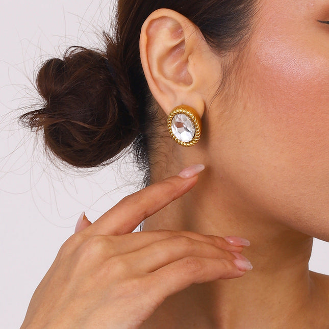 Jieding European and American stainless steel stud earrings luxury light luxury niche earrings titanium steel earrings cross-border jewelry