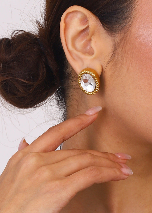 Jieding European and American stainless steel stud earrings luxury light luxury niche earrings titanium steel earrings cross-border jewelry