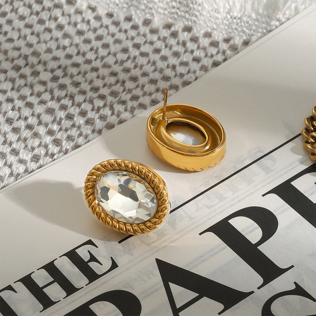 Jieding European and American stainless steel stud earrings luxury light luxury niche earrings titanium steel earrings cross-border jewelry