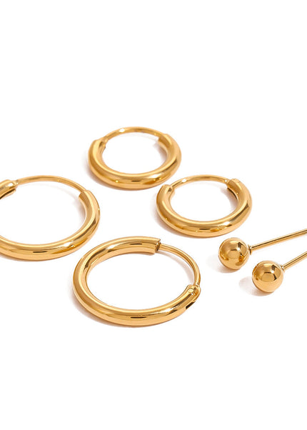 Jieding European and American three pairs of stainless steel circle earrings, high-end earrings, titanium steel earrings, cross-border jewelry earrings