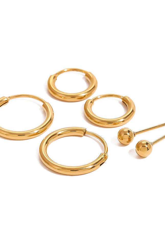 Jieding European and American three pairs of stainless steel circle earrings, high-end earrings, titanium steel earrings, cross-border jewelry earrings