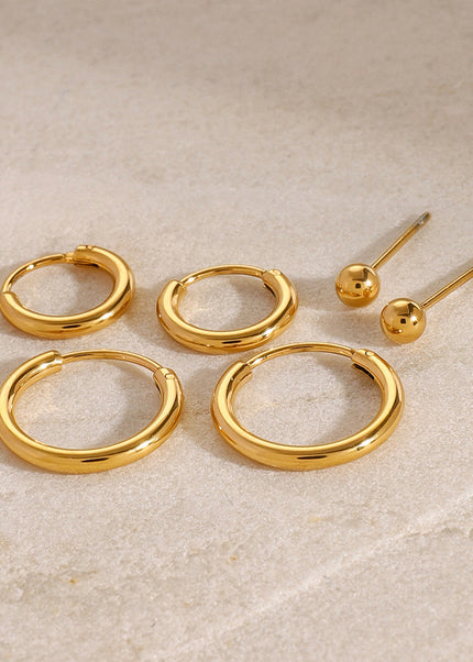 Jieding European and American three pairs of stainless steel circle earrings, high-end earrings, titanium steel earrings, cross-border jewelry earrings