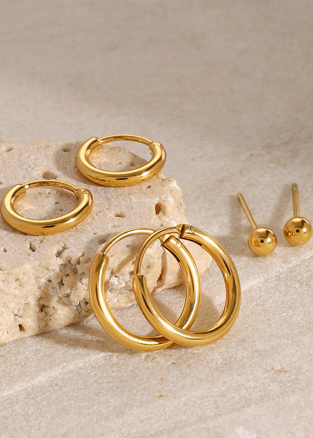 Jieding European and American three pairs of stainless steel circle earrings, high-end earrings, titanium steel earrings, cross-border jewelry earrings