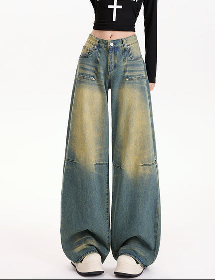 Turquoise Green High-Waisted Wide-Leg Pants - Women’s Jeans