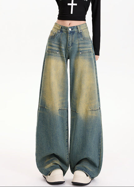Turquoise Green High-Waisted Wide-Leg Pants - Women’s Jeans