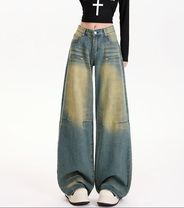 Turquoise Green High-Waisted Wide-Leg Pants - Women’s Jeans