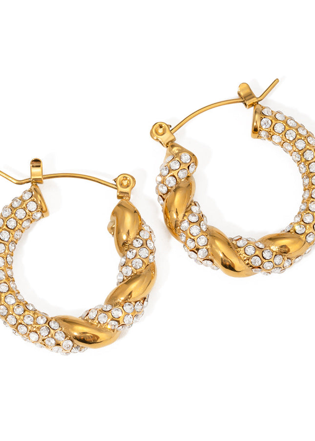 Jieding Europe and America 18k stainless steel rhinestone circle earrings premium sense earrings ins earrings titanium steel earrings cross-border