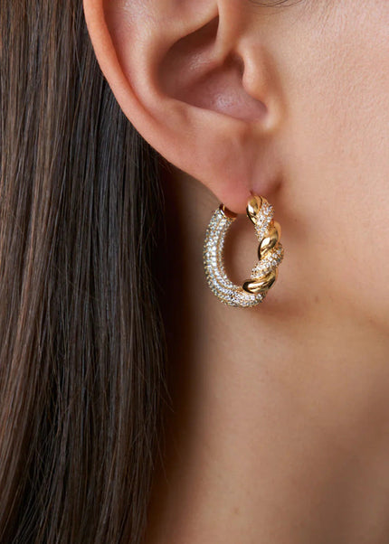 Jieding Europe and America 18k stainless steel rhinestone circle earrings premium sense earrings ins earrings titanium steel earrings cross-border