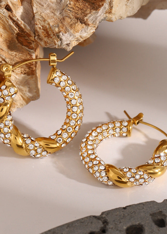 Jieding Europe and America 18k stainless steel rhinestone circle earrings premium sense earrings ins earrings titanium steel earrings cross-border