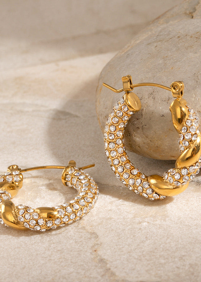 Jieding Europe and America 18k stainless steel rhinestone circle earrings premium sense earrings ins earrings titanium steel earrings cross-border