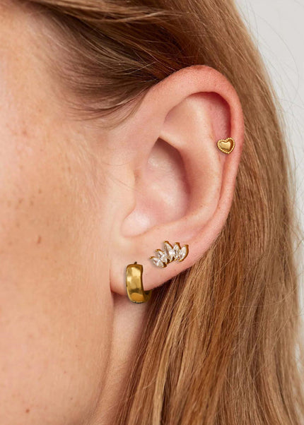 Jieding European and American three pairs of stainless steel plain ring earrings high-end zircon earrings titanium steel earrings cross-border earring