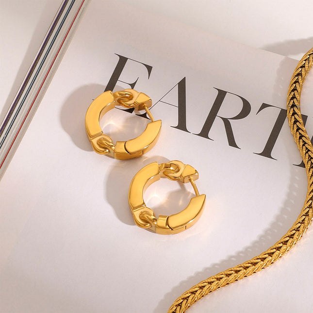 Jieding European and American stainless steel gold hoop earrings luxury niche earrings titanium steel earrings cross-border earrings