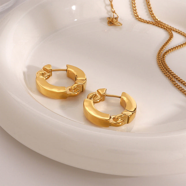 Jieding European and American stainless steel gold hoop earrings luxury niche earrings titanium steel earrings cross-border earrings