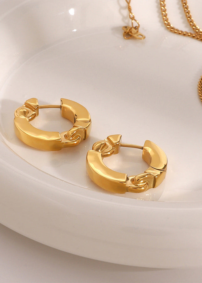 Jieding European and American stainless steel gold hoop earrings luxury niche earrings titanium steel earrings cross-border earrings