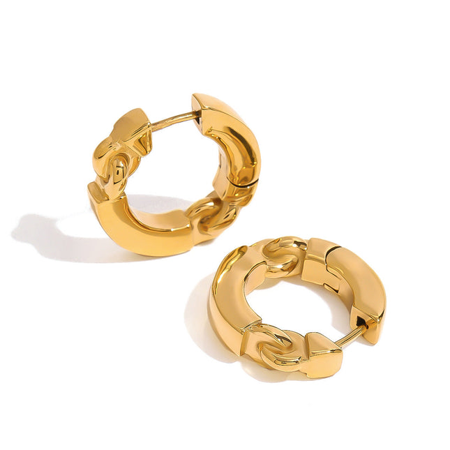 Jieding European and American stainless steel gold hoop earrings luxury niche earrings titanium steel earrings cross-border earrings