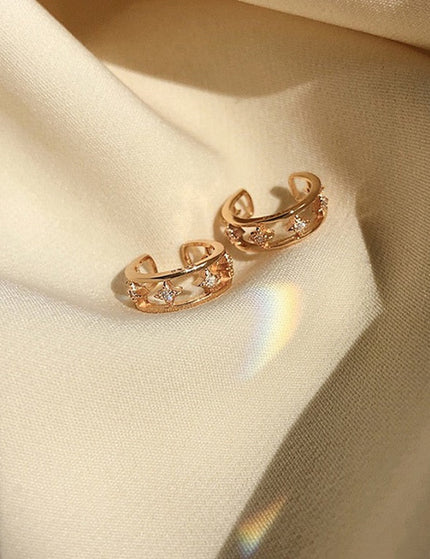 Valerie Earrings | Gold Hollow Zirconia Minimal Stud Earrings - Gold - Earrings