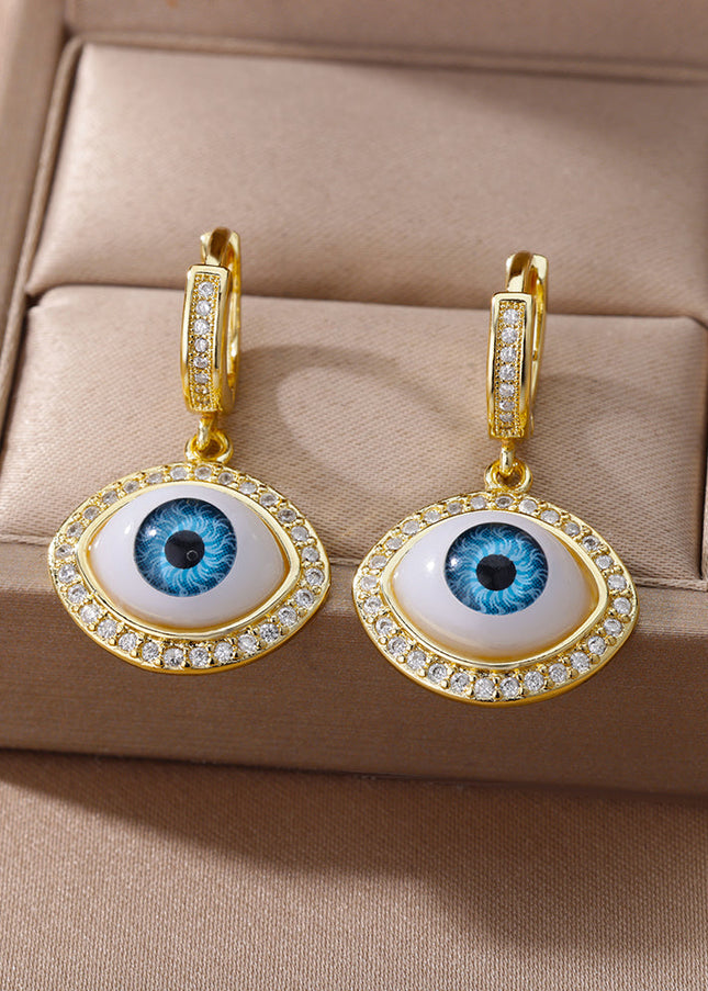 SOUVOIR 14K Gold Plated, Zirconia Earrings Valhalla Earrings | Gold Zirconia Evil Eye