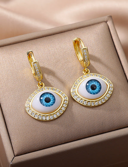 SOUVOIR Gold 14K Gold Plated, Zirconia Earrings Valhalla Earrings | Gold Zirconia Evil Eye