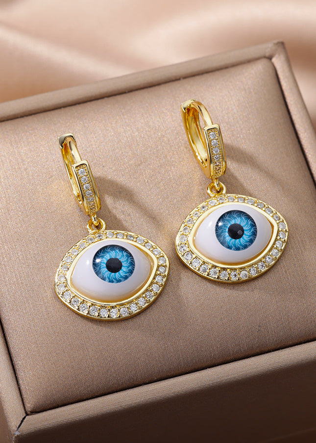 SOUVOIR Gold 14K Gold Plated, Zirconia Earrings Valhalla Earrings | Gold Zirconia Evil Eye