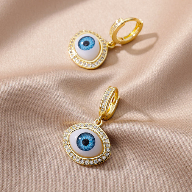 SOUVOIR 14K Gold Plated, Zirconia Earrings Valhalla Earrings | Gold Zirconia Evil Eye
