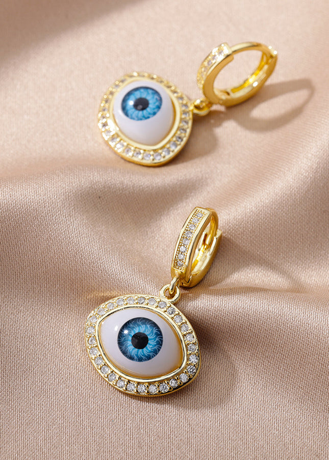 SOUVOIR 14K Gold Plated, Zirconia Earrings Valhalla Earrings | Gold Zirconia Evil Eye