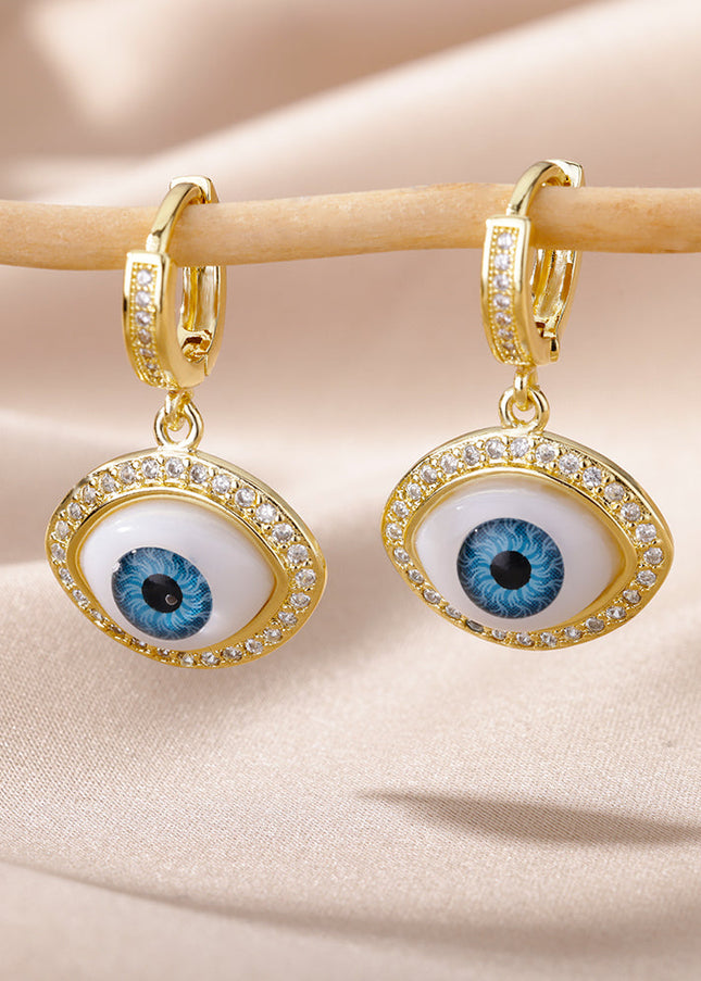 SOUVOIR 14K Gold Plated, Zirconia Earrings Valhalla Earrings | Gold Zirconia Evil Eye