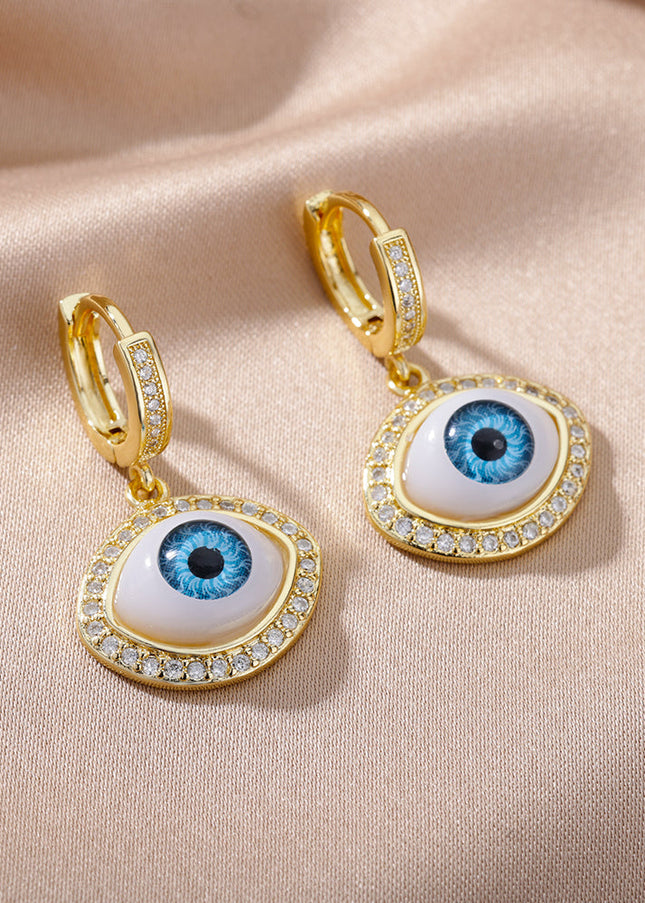SOUVOIR 14K Gold Plated, Zirconia Earrings Valhalla Earrings | Gold Zirconia Evil Eye