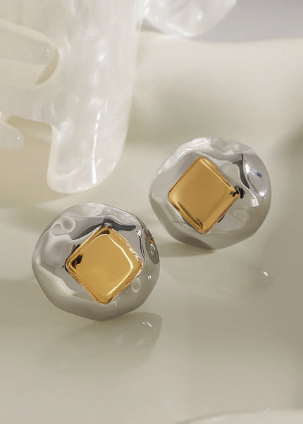 Jieding European and American square earrings for women's design sense niche earrings stainless steel jewelry do not fade titanium steel earrings across the border