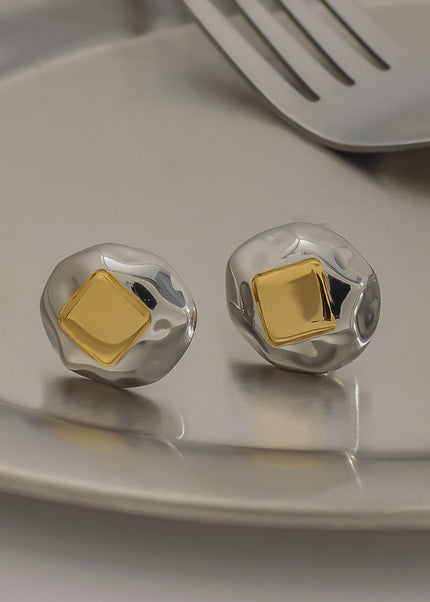 Jieding European and American square earrings for women's design sense niche earrings stainless steel jewelry do not fade titanium steel earrings across the border