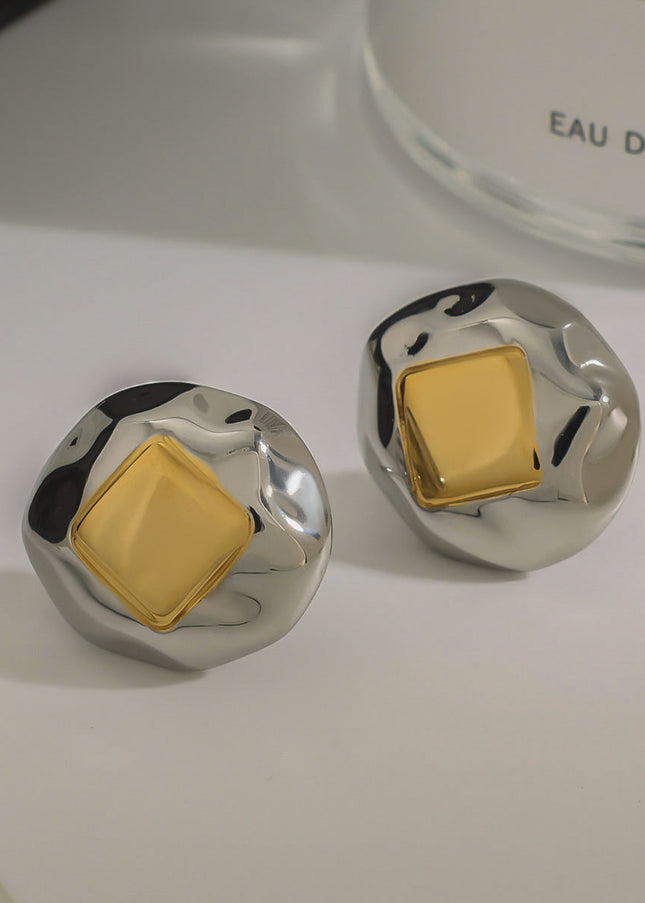 Jieding European and American square earrings for women's design sense niche earrings stainless steel jewelry do not fade titanium steel earrings across the border