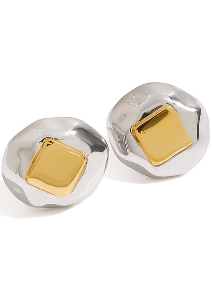 Jieding European and American square earrings for women's design sense niche earrings stainless steel jewelry do not fade titanium steel earrings across the border